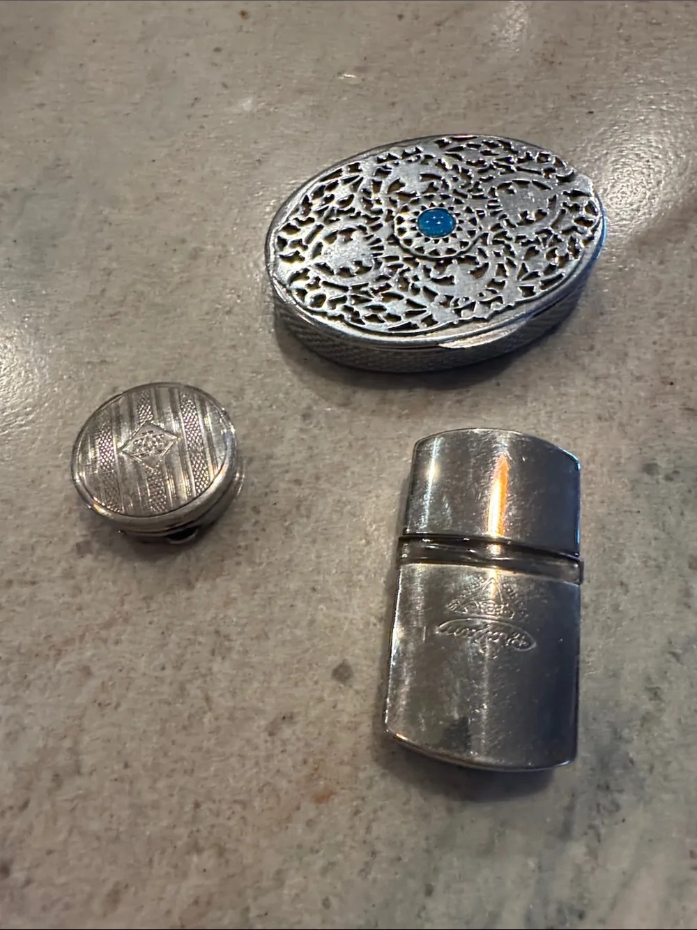 Silver Color Decorative Trinket Box Set - Silver Accent